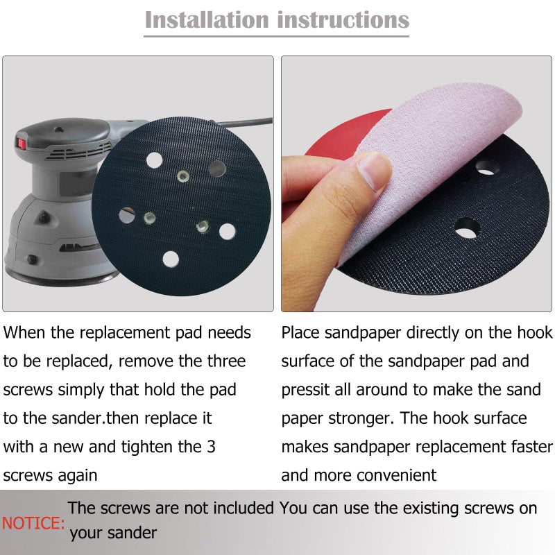 Tockrop 5-Inch Sander Pad for Porter Cable 333, 333VS Random Orbit Sanders - 5" 5 Hole Hook and Loop Replacement Sanding Pad for Wood-Working Automotive and Metalworking - Image 5